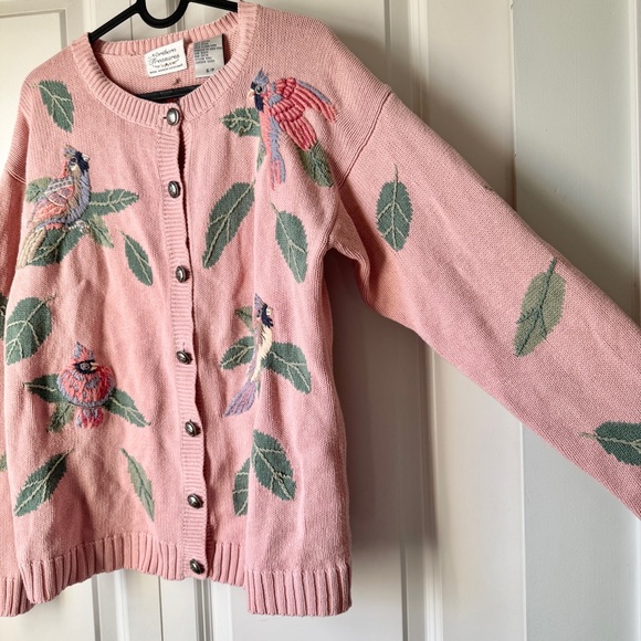 🌸 Vintage 90s Embroidered Northern Treasures Bird Cardigan 🦜🕊️ - Picture 12 of 15